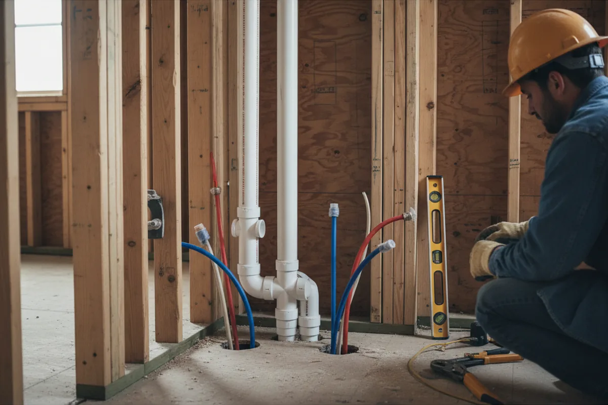 Drain and supply rough-in during Drain Cleaning in Jamestown